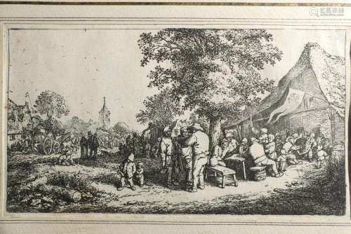 AdriaenVAN OSTADE (1610-1685)<br />
La kermesse au grand arb...