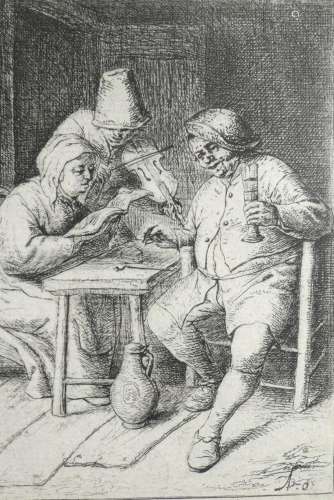 Adriaen VAN OSTADE (1610-1685)<br />
Le couple chantant  acc...