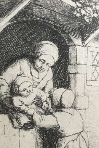 Adriaen VAN OSTADE (1610-1685)<br />
La fillette jouant avec...