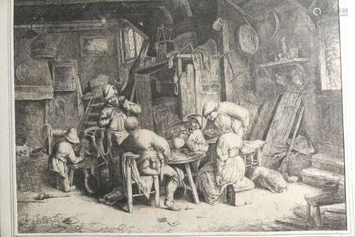 Adriaen VAN OSTADE (1610-1685)<br />
Le gourmet en compagnie...