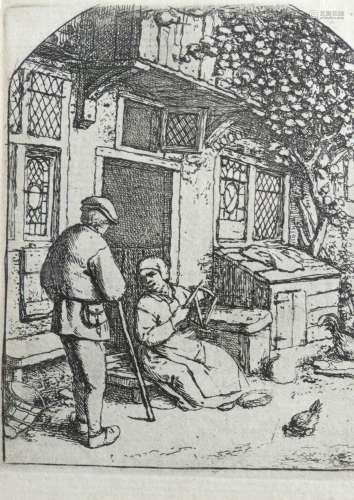 Adriaen VAN OSTADE (1610-1685)<br />
La dévideuse assise sur...