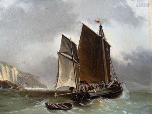 Théobald CHARTRAN (1849-1907). Marine. HSCarton. Signée. 24....