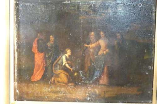 Ecole XVIIeme. Scène religieuse, huile sur toile. 34x45,5cm ...
