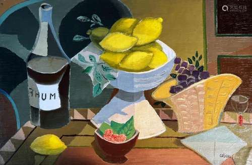 Edgar SCAUFLAIRE (1893-1960). Nature morte aux citrons et à ...