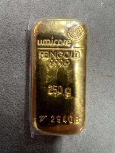 Lingot de 250g en or 999e avec certificat V 29408 sous blist...