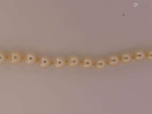 Collier de perles en chute fermoir or jaune. L. 49 cm. PB. 1...