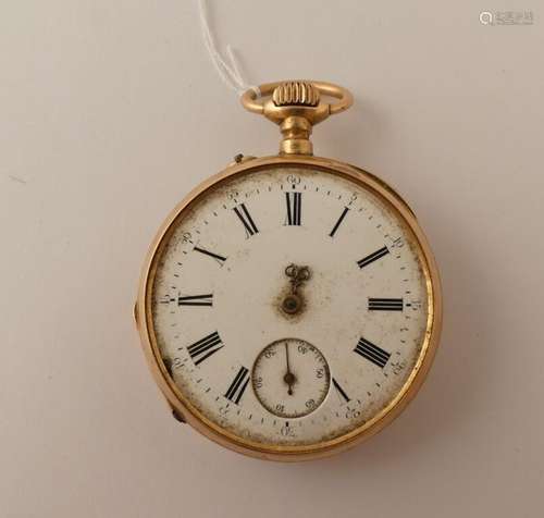 Montre de poche en or jaune. 1 volet or. PB. 57.6g (accident...