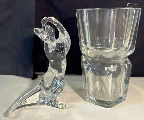 Baccarat. Chat en cristal. H. 17 cm. Joint vase cristal Bacc...