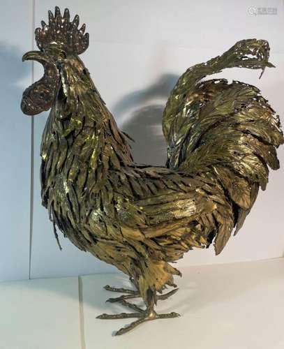 Ecole XXème. Coq en Laiton. H :51cm