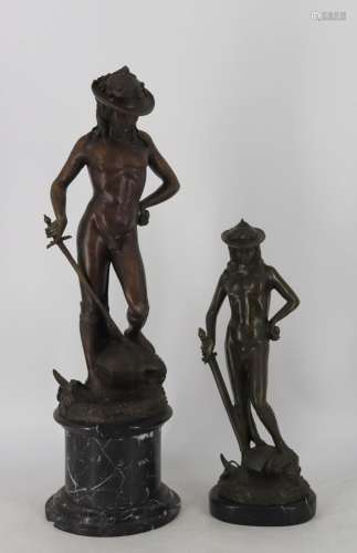(2) Two Bronze Sculptures of David