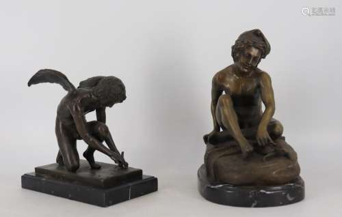 (2) Antique Bronze Sculptures.