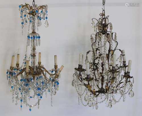 2 Antique Bronze / Gilt Metal Chandeliers.