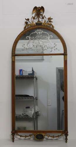Fine Art Deco Arch Top Mirror with Etched Glass
