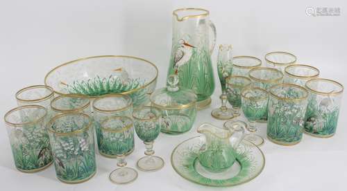 ATTR. MOSER Enamel Decorated Glass Crystal Service