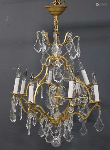 Modern Crystal Eight Light Chandelier