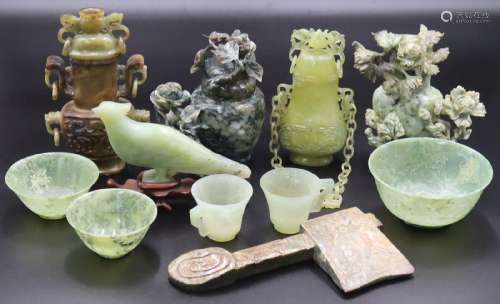 Collection of Jadeite and Hardstone Carvings.