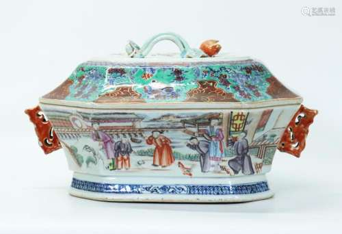 Chinese 18th/19th C Porcelain Octagon Tureen