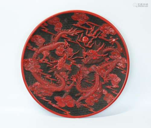 Chinese Red Composition & Cinnabar Lacquer Plate