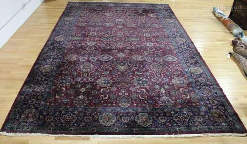 Vintage And Finely Hand Woven Palace Size Carpet.