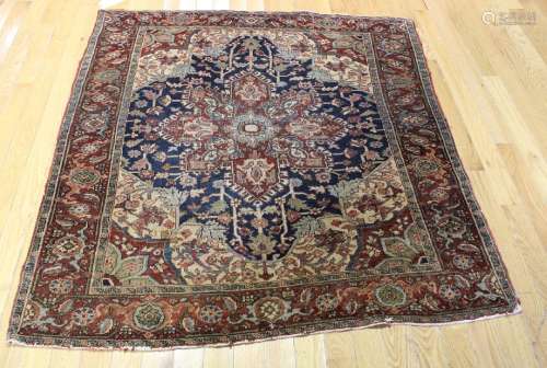 Antique And Finely Hand Woven Heriz Style Carpet.