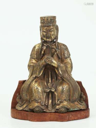 Fine Chinese Ming Gilt Bronze Seated Taoist Deity