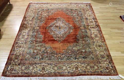 Antique And Finely Hand Woven Roomsize Carpet.