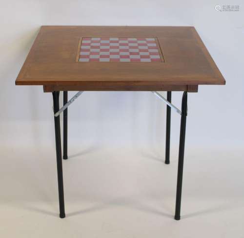 Midcentury Folding Game Table With Glazed Enamel