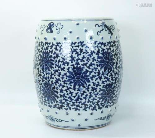 Chinese Blue & White Porcelain Low Garden Seat