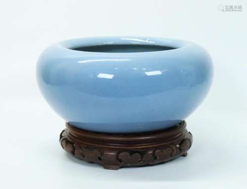 Large Chinese Clair de Lune Porcelain Brush Washer