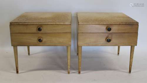 Pair Mid Century Paul Frankl Cork Top Night Tables