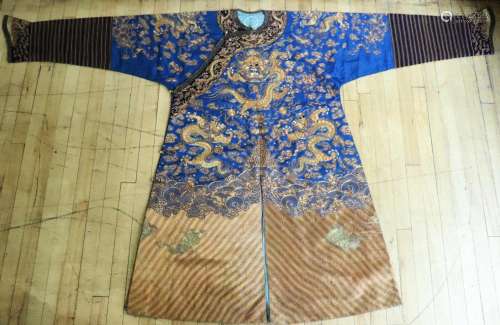 Chinese Laid Gold Wrapped Thread Qing Dragon Robe