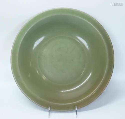 Lg Chinese Ming Longquan Celadon Porcelain Charger