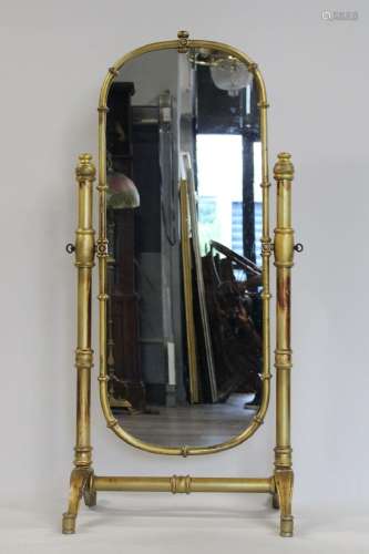 Antique Giltwood Cheval Mirror.