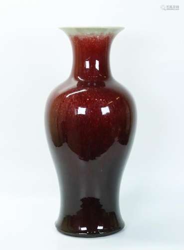 Lg Chinese Underglaze Red Crackle Porcelain Vase