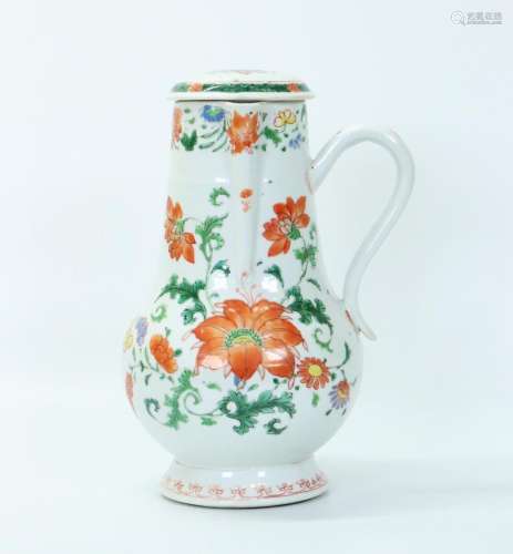 Pompadour Pattern Chinese Export Porcelain Pitcher