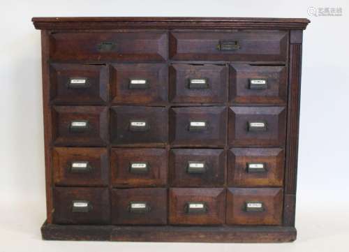 Antique Oak Apothecary Cabinet With 18 Drawers