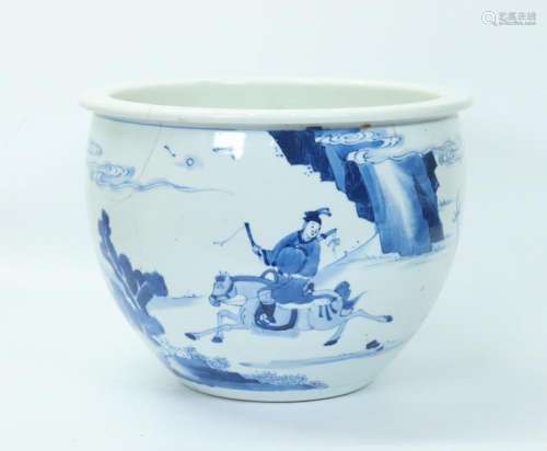 Chinese Kangxi Blue & White Porcelain Fish Bowl