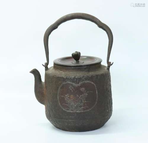 Japanese Cast Iron & Mixed Metals Tetsubin Teapot