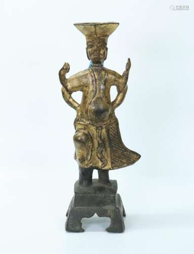 Chinese 17/18 C Bronze "Dancing Foreigner" Lamp