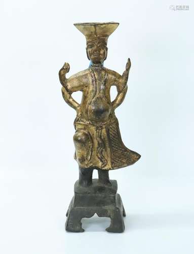 Chinese 17/18 C Bronze "Dancing Foreigner" Lamp