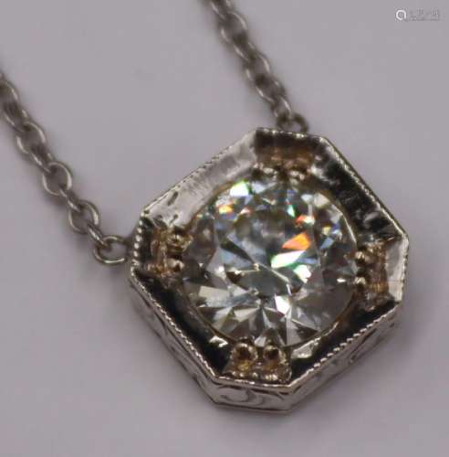 JEWELRY. Art Deco 1.56 ct Diamond Pendant and 18kt