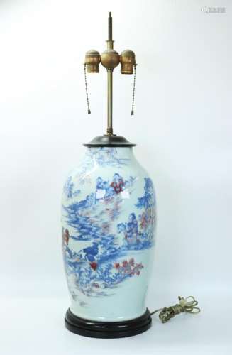 Rare Chinese 18th/19th C Blue & Red Porcelain Vase