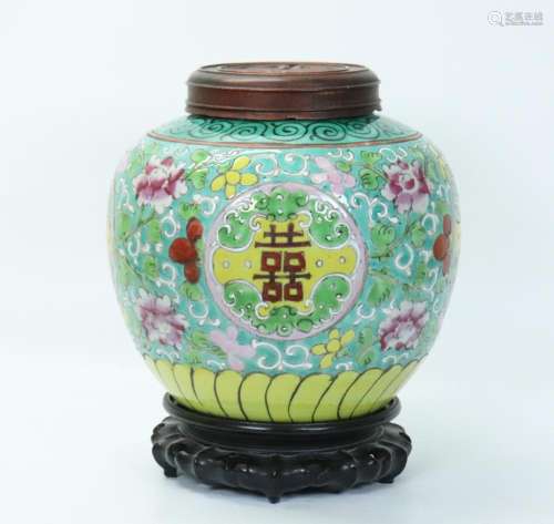 Chinese Famille Rose Porcelain Shuangxi Ginger Jar