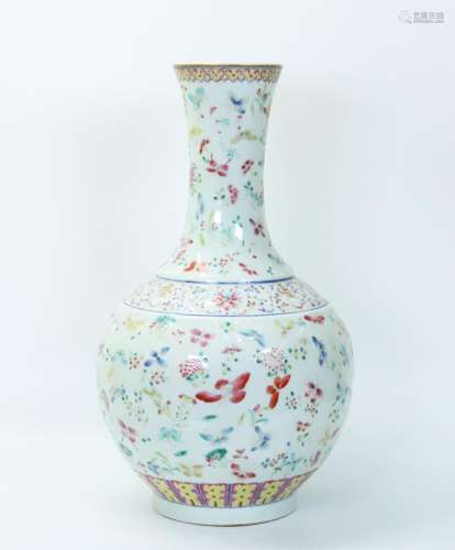 Chinese Famille Rose Porcelain Butterfly Vase
