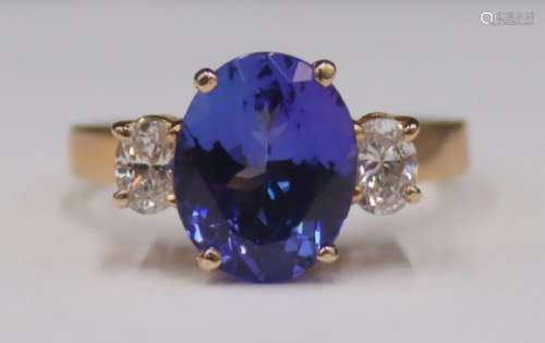 JEWELRY. 14kt Gold, Tanzanite and Diamond Ring.