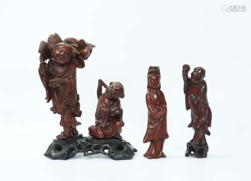 4 Chinese Boxwood (Huangyang) Figure Carvings