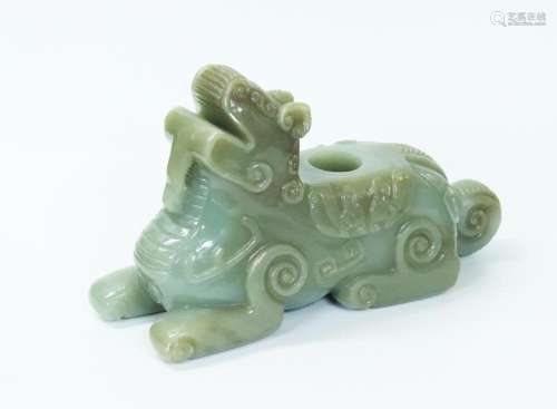 Chinese Pale Celadon Jade Qilin Water Pot