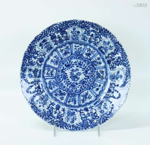 Chinese Kangxi Blue White Shaped Porcelain Plate