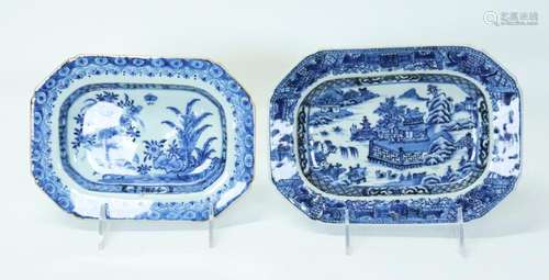 2 Chinese 18/19 C Blue White Porcelain Platters