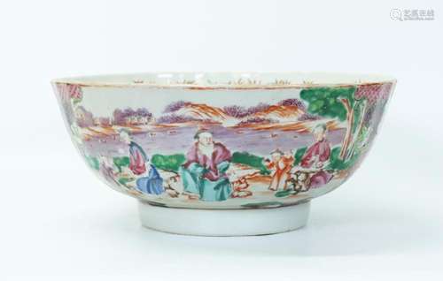 Chinese 18 C Famille Rose Mandarin Porcelain Bowl